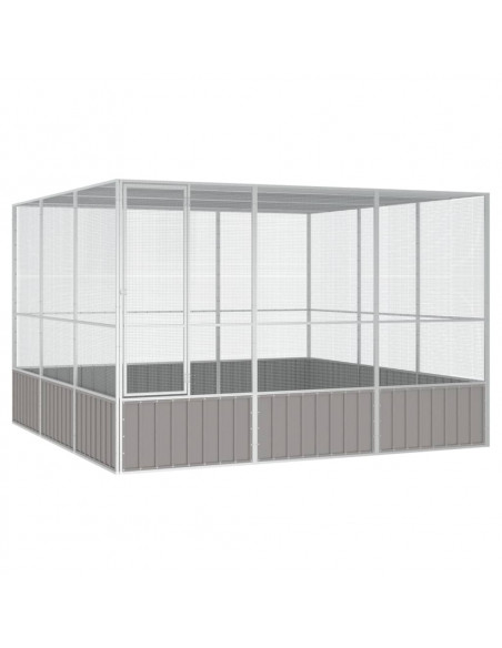 Gabbia per Uccelli Grigia 302,5x324,5x211,5 cm Acciaio Zincato
