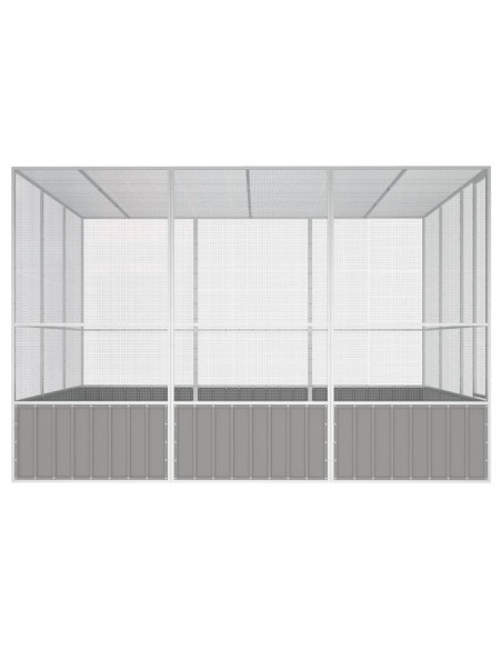 Gabbia per Uccelli Grigia 302,5x324,5x211,5 cm Acciaio Zincato