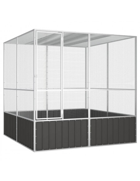 Gabbia Uccelli Antracite 213,5x217,5x211,5 cm Acciaio Zincato