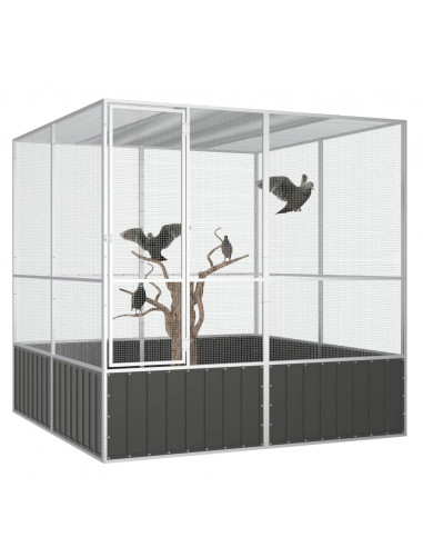 Gabbia Uccelli Antracite 213,5x217,5x211,5 cm Acciaio Zincato
