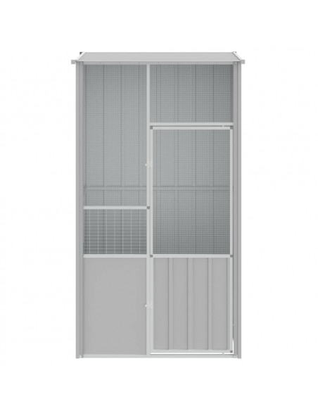 Gabbia per Uccelli Grigia 115x78x200 cm in Acciaio Zincato