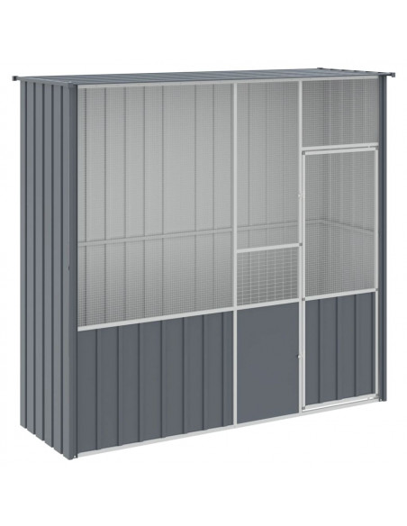 Gabbia per Uccelli Antracite 215x78x200 cm in Acciaio Zincato