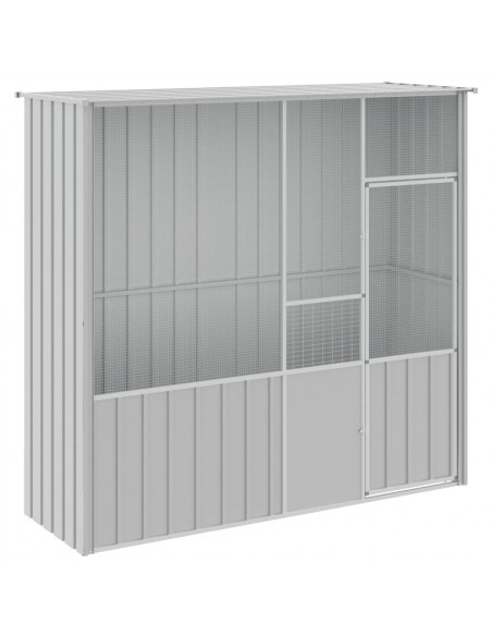 Gabbia per Uccelli Grigia 215x78x200 cm in Acciaio Zincato