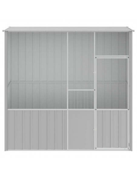 Gabbia per Uccelli Grigia 215x78x200 cm in Acciaio Zincato