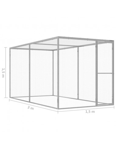 Gabbia per Gatti 3x1,5x1,5 m in Acciaio Zincato