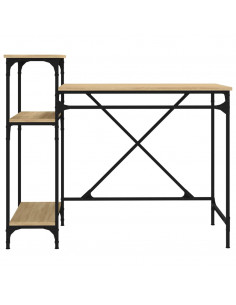 Scrivania Ripiani Rovere Sonoma 105x50x90cm Multistrato e Ferro