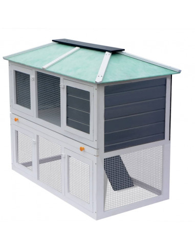 Conigliera in Legno a Due Piani per Animali Piccoli