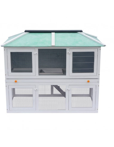 Conigliera in Legno a Due Piani per Animali Piccoli