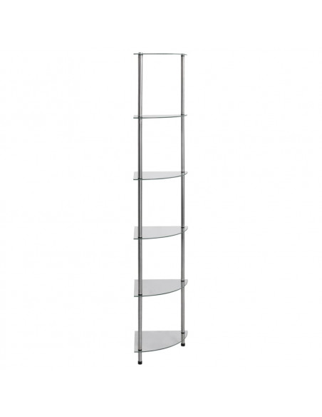 Scaffale a 6 Livelli Trasparente 30x30x160 cm Vetro Temperato