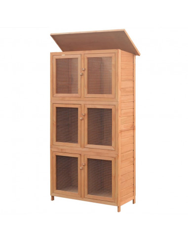 Conigliera a 6 Stanze per Animali Piccoli in Legno