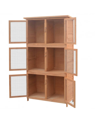 Conigliera a 6 Stanze per Animali Piccoli in Legno