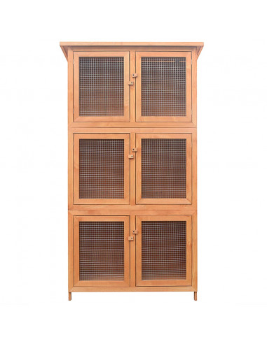 Conigliera a 6 Stanze per Animali Piccoli in Legno