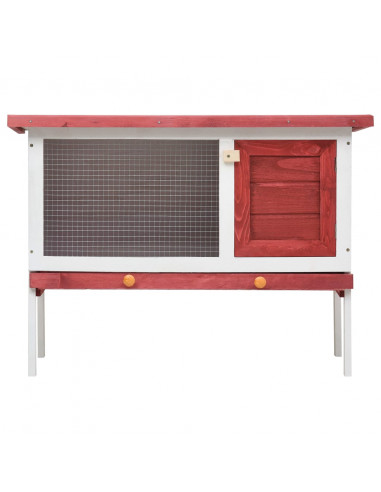Conigliera per Esterni con Piano Singolo Rossa in Legno