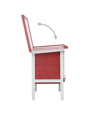 Conigliera per Esterni con Piano Singolo Rossa in Legno