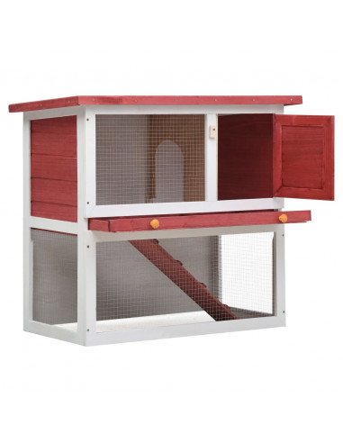 Conigliera per Esterni con 1 Porta Rosso in Legno