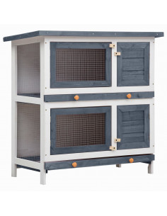 Conigliera per Esterni con 4 Porte Grigia in Legno 2