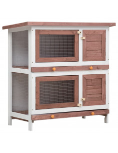 Conigliera per Esterni con 4 Porte Marrone in Legno 2