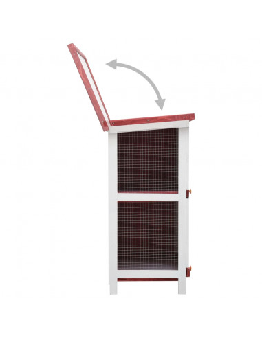 Conigliera per Esterni con 4 Porte Rosso in Legno