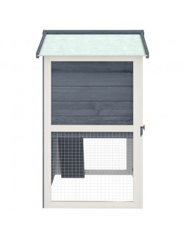 Conigliera per Esterni con 3 Porte Grigia in Legno
