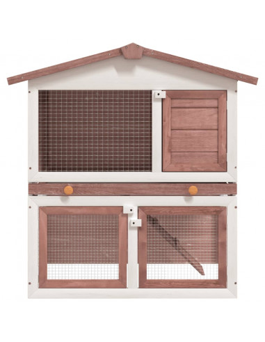 Conigliera per Esterni con 3 Porte Marrone in Legno
