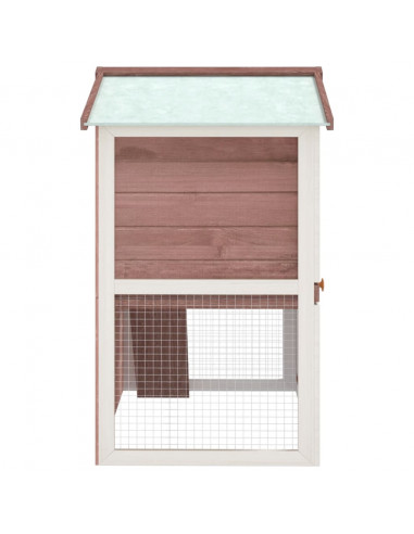 Conigliera per Esterni con 3 Porte Marrone in Legno