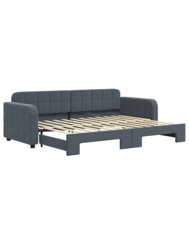 Divano Letto con Letto Estraibile Grigio Scuro 80x200cm Velluto