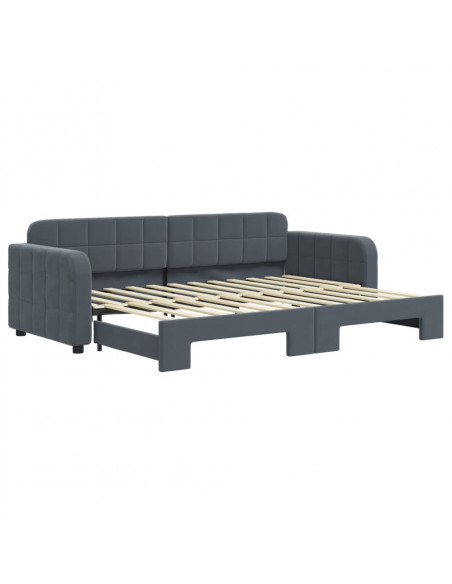 Divano Letto con Letto Estraibile Grigio Scuro 80x200cm Velluto