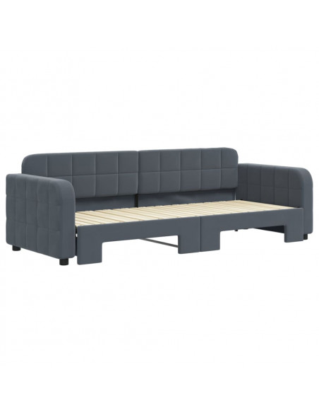 Divano Letto con Letto Estraibile Grigio Scuro 80x200cm Velluto