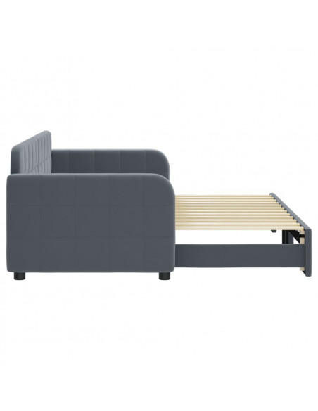 Divano Letto con Letto Estraibile Grigio Scuro 80x200cm Velluto
