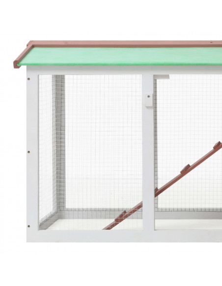 Conigliera per Esterni Grande Marrone Bianca 145x45x84 cm Legno