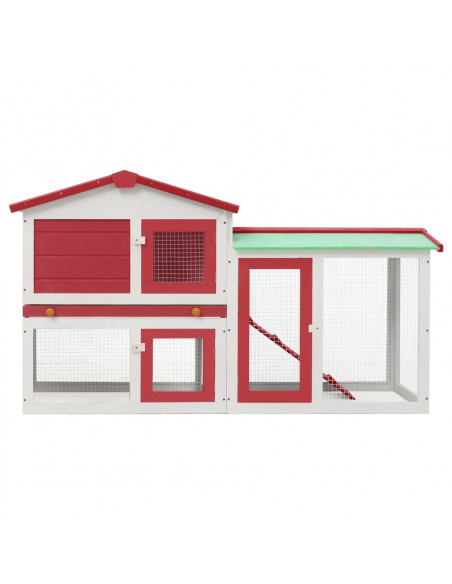 Conigliera per Esterni Grande Rossa e Bianca 145x45x84 cm Legno