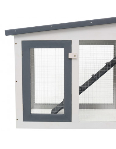 Conigliera per Esterni Grande Grigia e Bianca 204x45x85cm in Legno