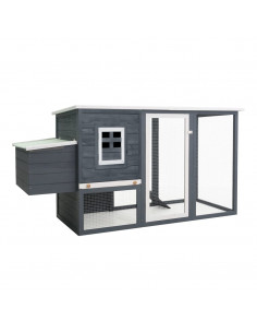 Pollaio all'Aperto con 1 Casetta di Cova Grigio in Legno 2