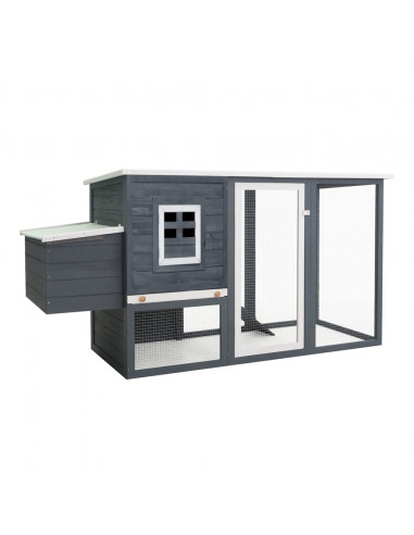 Pollaio all'Aperto con 1 Casetta di Cova Grigio in Legno