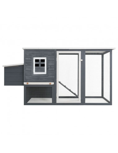 Pollaio all'Aperto con 1 Casetta di Cova Grigio in Legno
