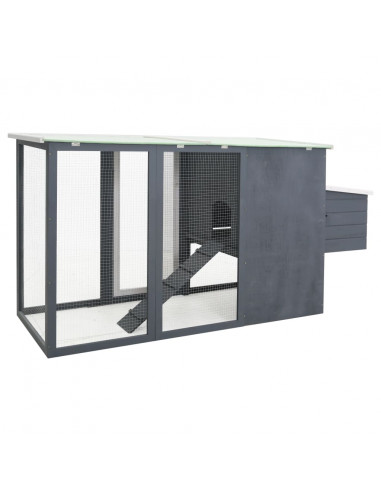Pollaio all'Aperto con 1 Casetta di Cova Grigio in Legno