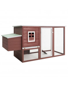 Pollaio all'Aperto con 1 Casetta di Cova Marrone in Legno 2