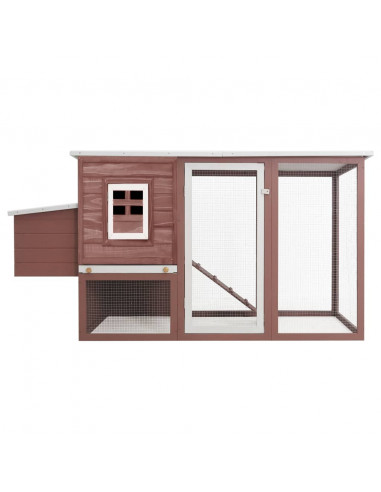 Pollaio all'Aperto con 1 Casetta di Cova Marrone in Legno