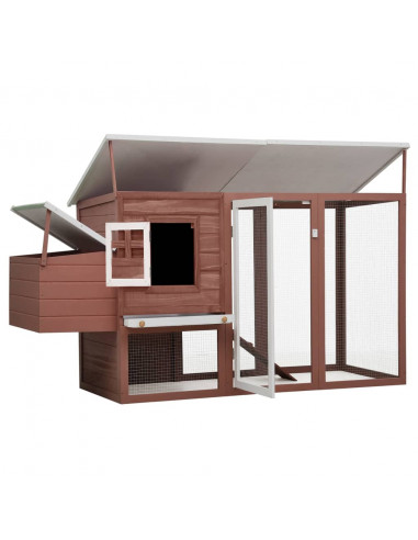 Pollaio all'Aperto con 1 Casetta di Cova Marrone in Legno
