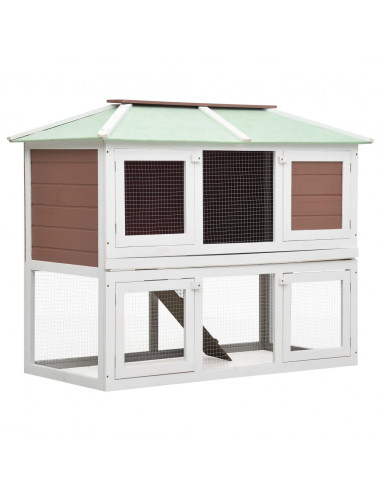 Conigliera a Due Piani Marrone in Legno