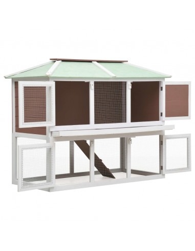 Conigliera a Due Piani Marrone in Legno