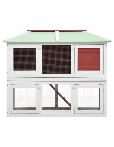 Conigliera a Due Piani Rossa in Legno
