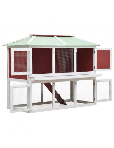 Conigliera a Due Piani Rossa in Legno