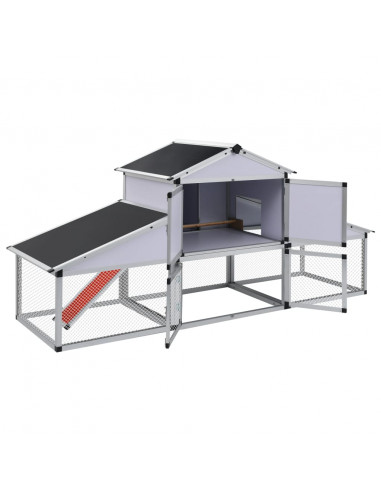 Pollaio con Rampe e Casetta di Nidificazione in Alluminio