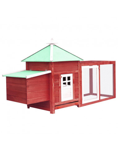 Pollaio con Casetta Nidificazione Rosso 190x72x102 cm in Abete