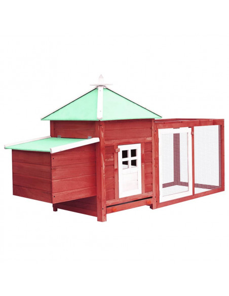 Pollaio con Casetta Nidificazione Rosso 190x72x102 cm in Abete