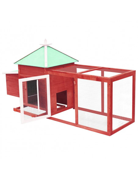 Pollaio con Casetta Nidificazione Rosso 190x72x102 cm in Abete