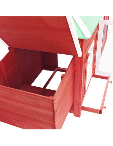 Pollaio con Casetta Nidificazione Rosso 190x72x102 cm in Abete