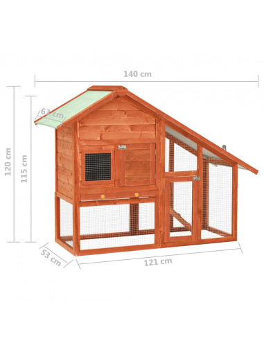 Conigliera 140x63x120 cm Legno Massello di Abete