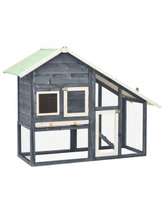 Conigliera Grigio e Bianco 140x63x120cm Legno Massello di Abete 2